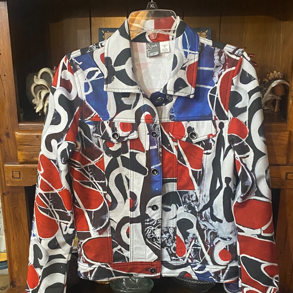 Art Simply by Dolcezza multi color jacket size S. Made in Turkey